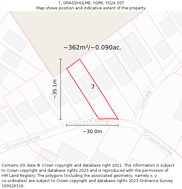 7, GRASSHOLME, YORK, YO24 2ST: Plot and title map
