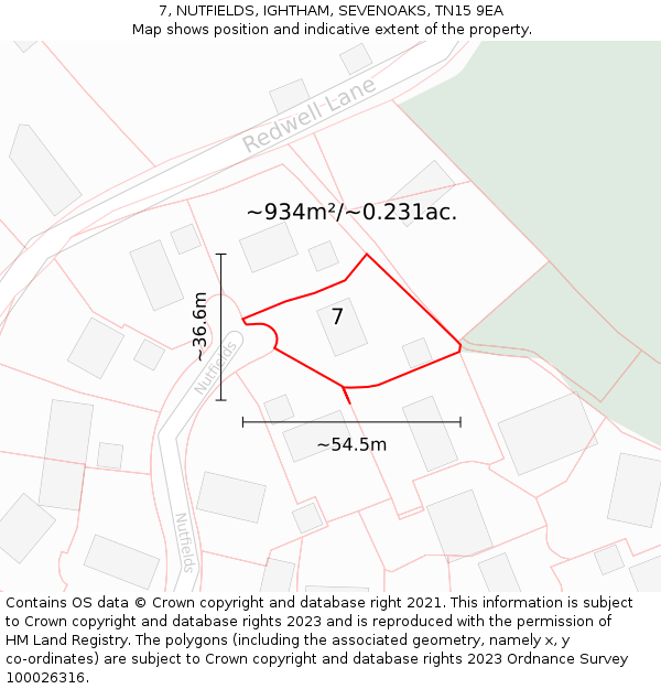 7, NUTFIELDS, IGHTHAM, SEVENOAKS, TN15 9EA: Plot and title map
