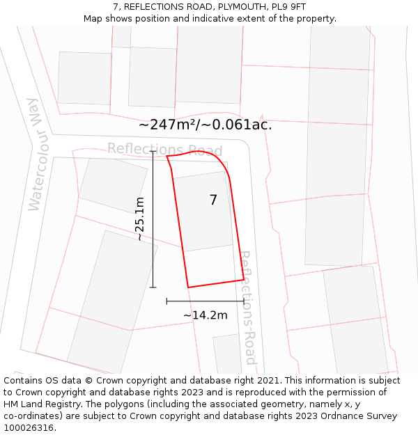 7, REFLECTIONS ROAD, PLYMOUTH, PL9 9FT: Plot and title map