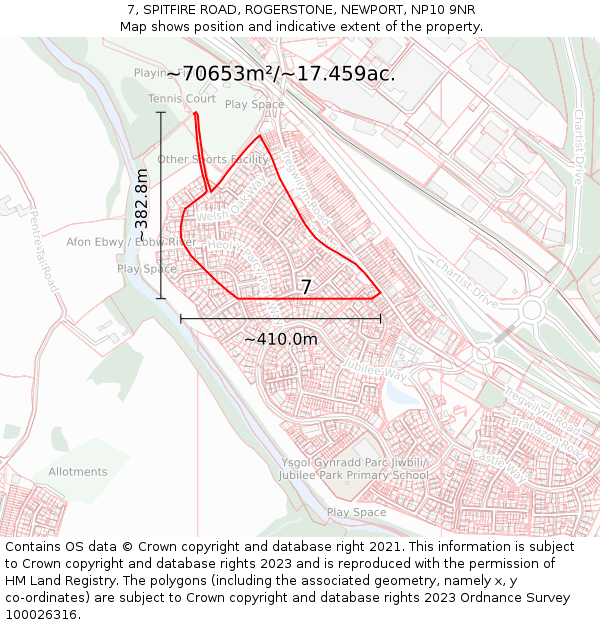 7, SPITFIRE ROAD, ROGERSTONE, NEWPORT, NP10 9NR: Plot and title map