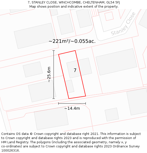 7, STANLEY CLOSE, WINCHCOMBE, CHELTENHAM, GL54 5FJ: Plot and title map