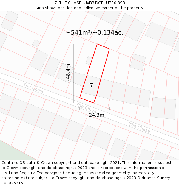7, THE CHASE, UXBRIDGE, UB10 8SR: Plot and title map