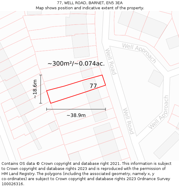 77, WELL ROAD, BARNET, EN5 3EA: Plot and title map