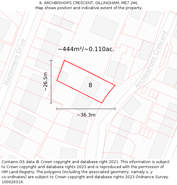8, ARCHBISHOPS CRESCENT, GILLINGHAM, ME7 2WL: Plot and title map