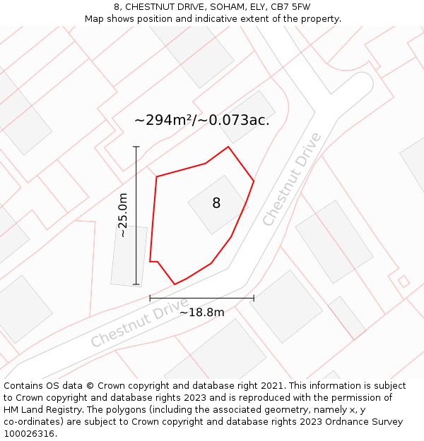 8, CHESTNUT DRIVE, SOHAM, ELY, CB7 5FW: Plot and title map