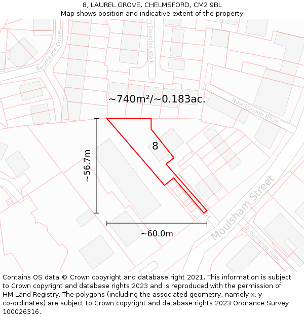 8, LAUREL GROVE, CHELMSFORD, CM2 9BL: Plot and title map