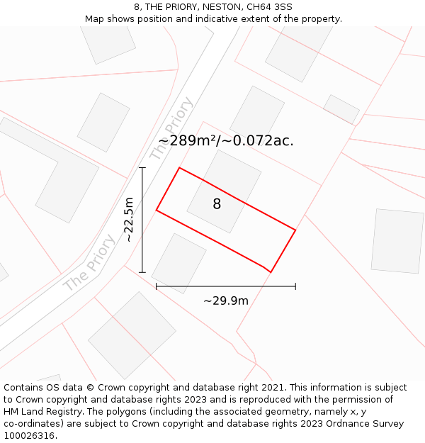 8, THE PRIORY, NESTON, CH64 3SS: Plot and title map