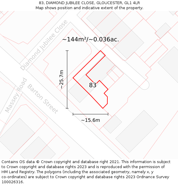 83, DIAMOND JUBILEE CLOSE, GLOUCESTER, GL1 4LR: Plot and title map