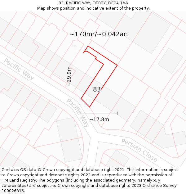 83, PACIFIC WAY, DERBY, DE24 1AA: Plot and title map