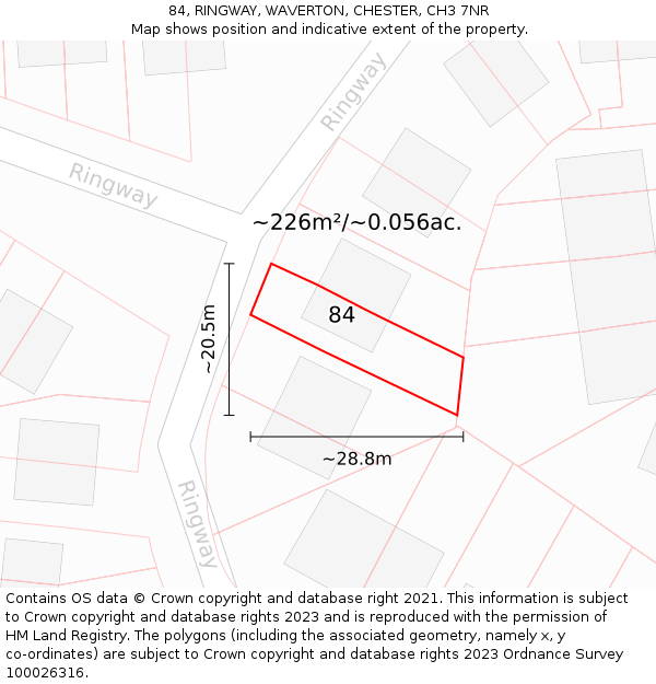 84, RINGWAY, WAVERTON, CHESTER, CH3 7NR: Plot and title map