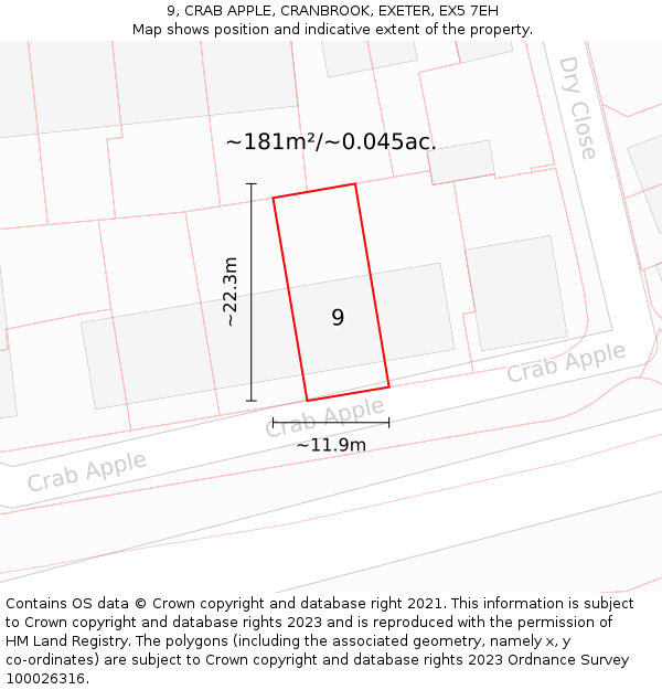 9, CRAB APPLE, CRANBROOK, EXETER, EX5 7EH: Plot and title map