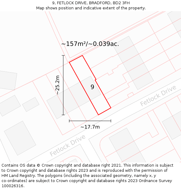 9, FETLOCK DRIVE, BRADFORD, BD2 3FH: Plot and title map