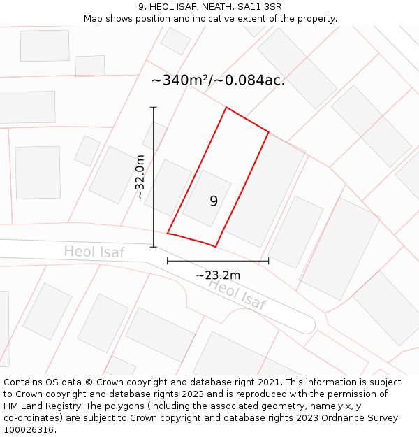 9, HEOL ISAF, NEATH, SA11 3SR: Plot and title map