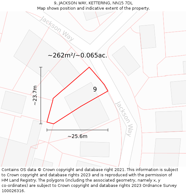 9, JACKSON WAY, KETTERING, NN15 7DL: Plot and title map