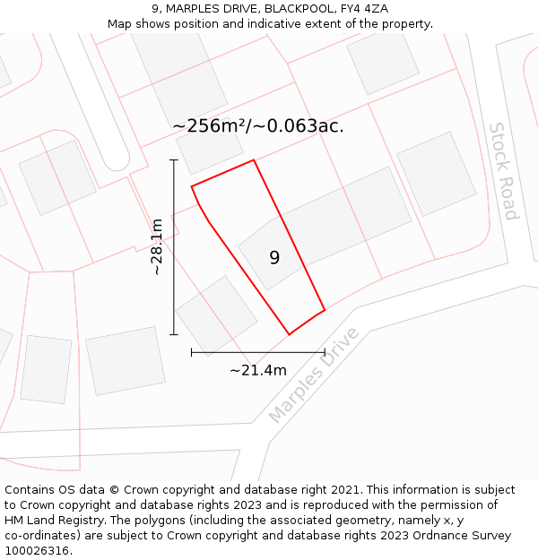 9, MARPLES DRIVE, BLACKPOOL, FY4 4ZA: Plot and title map
