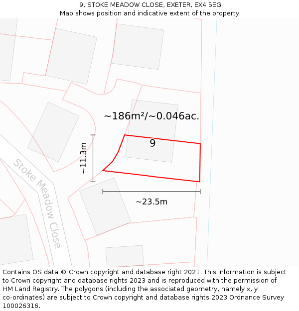 9, STOKE MEADOW CLOSE, EXETER, EX4 5EG: Plot and title map