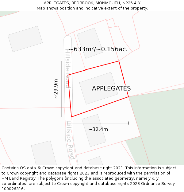 APPLEGATES, REDBROOK, MONMOUTH, NP25 4LY: Plot and title map