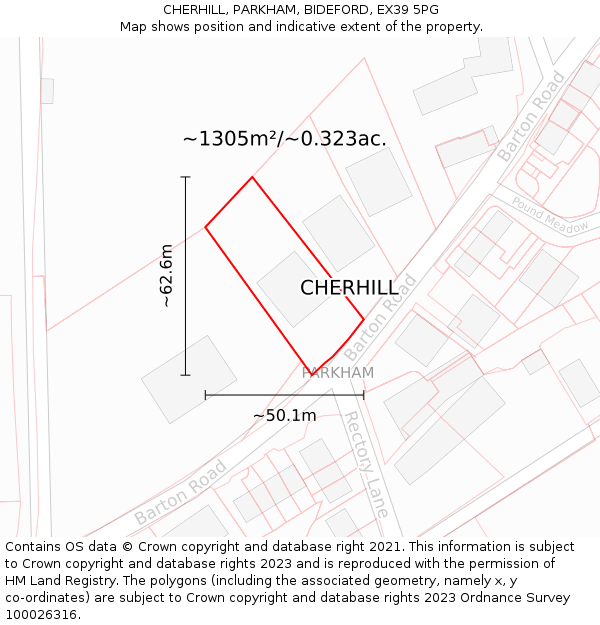 CHERHILL, PARKHAM, BIDEFORD, EX39 5PG: Plot and title map