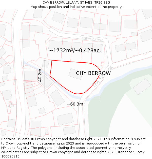 CHY BERROW, LELANT, ST IVES, TR26 3EG: Plot and title map