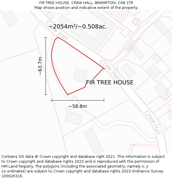 FIR TREE HOUSE, CRAW HALL, BRAMPTON, CA8 1TR: Plot and title map