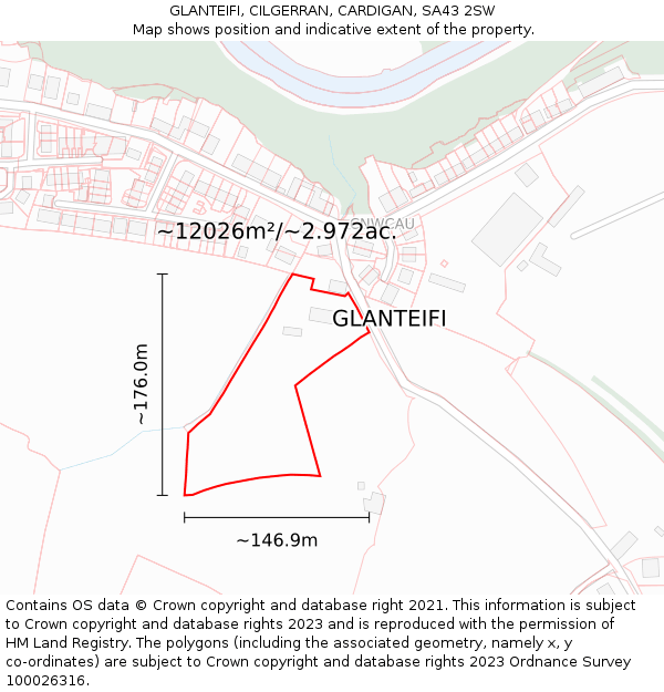 GLANTEIFI, CILGERRAN, CARDIGAN, SA43 2SW: Plot and title map
