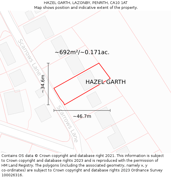 HAZEL GARTH, LAZONBY, PENRITH, CA10 1AT: Plot and title map