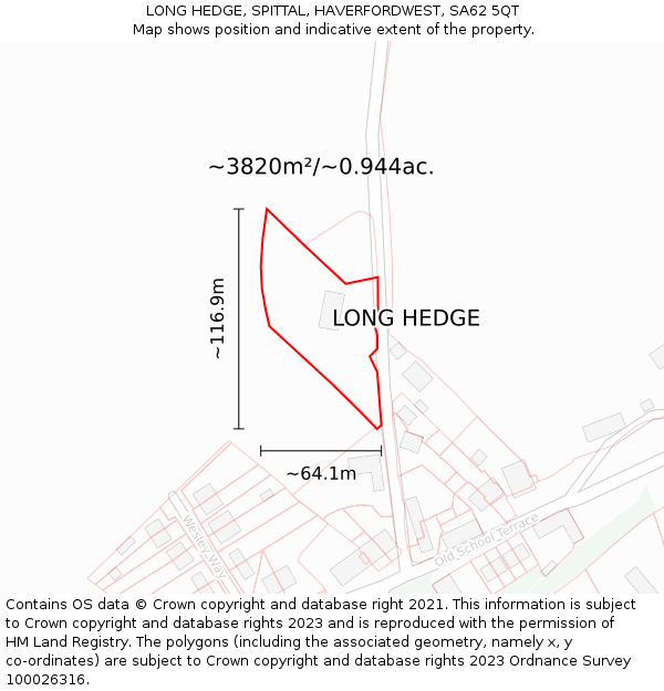 LONG HEDGE, SPITTAL, HAVERFORDWEST, SA62 5QT: Plot and title map