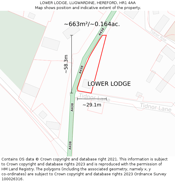 LOWER LODGE, LUGWARDINE, HEREFORD, HR1 4AA: Plot and title map