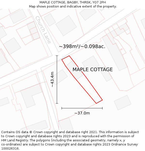 MAPLE COTTAGE, BAGBY, THIRSK, YO7 2PH: Plot and title map