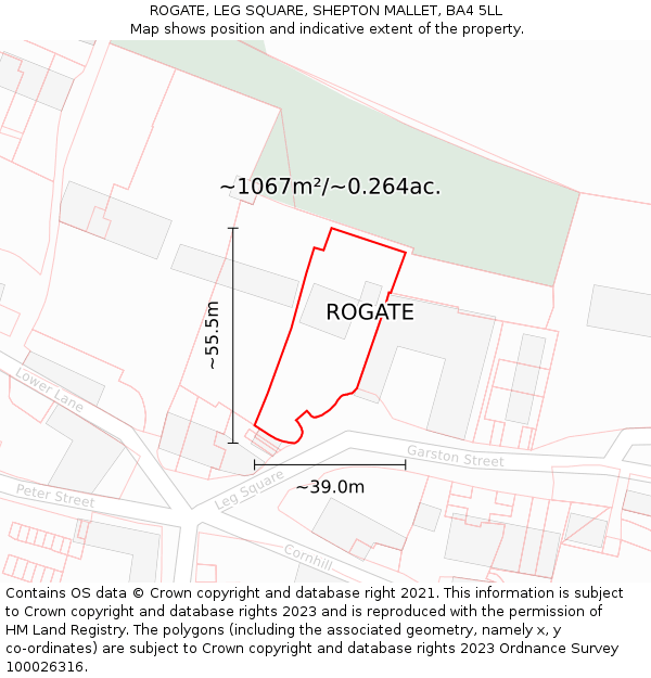 ROGATE, LEG SQUARE, SHEPTON MALLET, BA4 5LL: Plot and title map