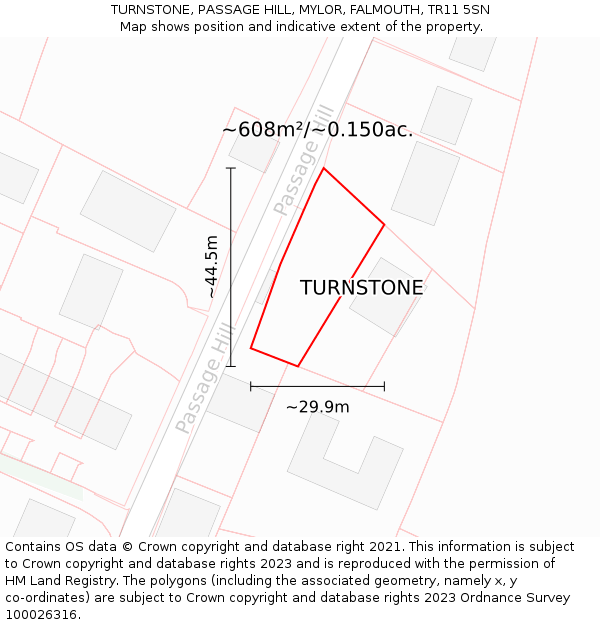 TURNSTONE, PASSAGE HILL, MYLOR, FALMOUTH, TR11 5SN: Plot and title map