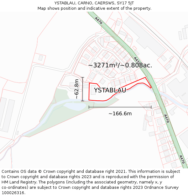 YSTABLAU, CARNO, CAERSWS, SY17 5JT: Plot and title map