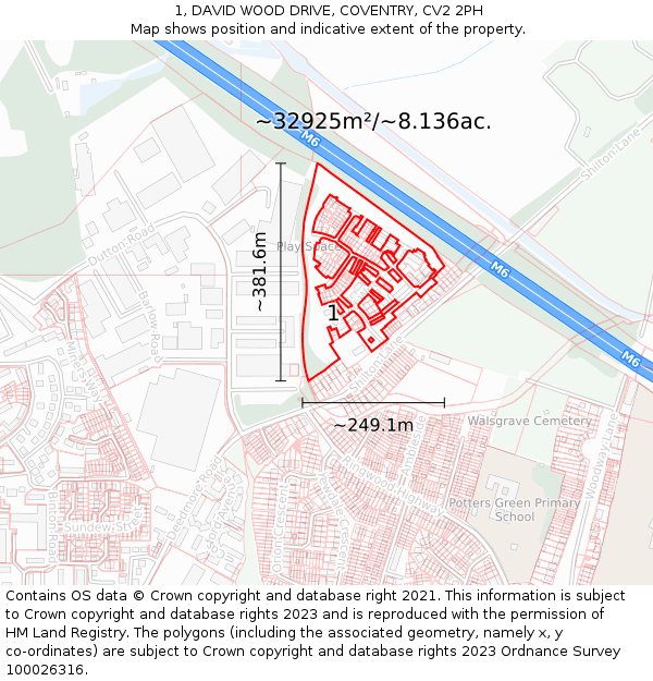1, DAVID WOOD DRIVE, COVENTRY, CV2 2PH: Plot and title map
