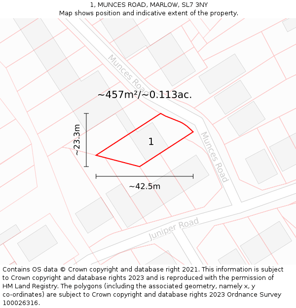 1, MUNCES ROAD, MARLOW, SL7 3NY: Plot and title map