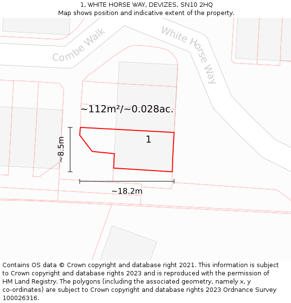 1, WHITE HORSE WAY, DEVIZES, SN10 2HQ: Plot and title map