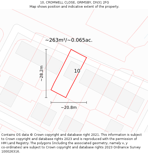 10, CROMWELL CLOSE, GRIMSBY, DN31 2FG: Plot and title map