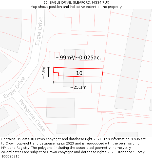 10, EAGLE DRIVE, SLEAFORD, NG34 7UX: Plot and title map