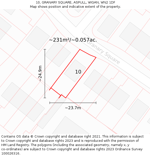 10, GRANARY SQUARE, ASPULL, WIGAN, WN2 1DF: Plot and title map