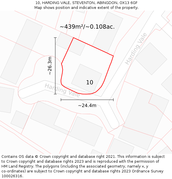 10, HARDING VALE, STEVENTON, ABINGDON, OX13 6GF: Plot and title map
