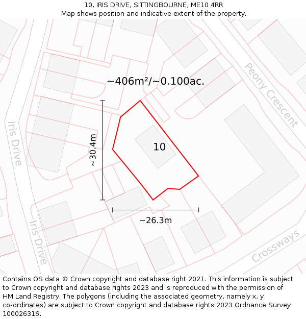10, IRIS DRIVE, SITTINGBOURNE, ME10 4RR: Plot and title map