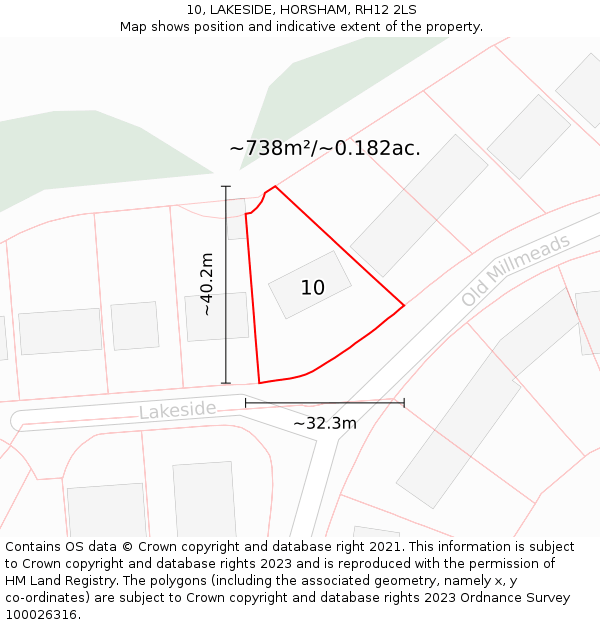 10, LAKESIDE, HORSHAM, RH12 2LS: Plot and title map