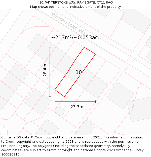 10, WINTERSTOKE WAY, RAMSGATE, CT11 8AG: Plot and title map