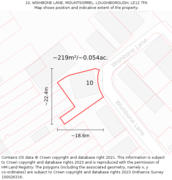 10, WISHBONE LANE, MOUNTSORREL, LOUGHBOROUGH, LE12 7FA: Plot and title map