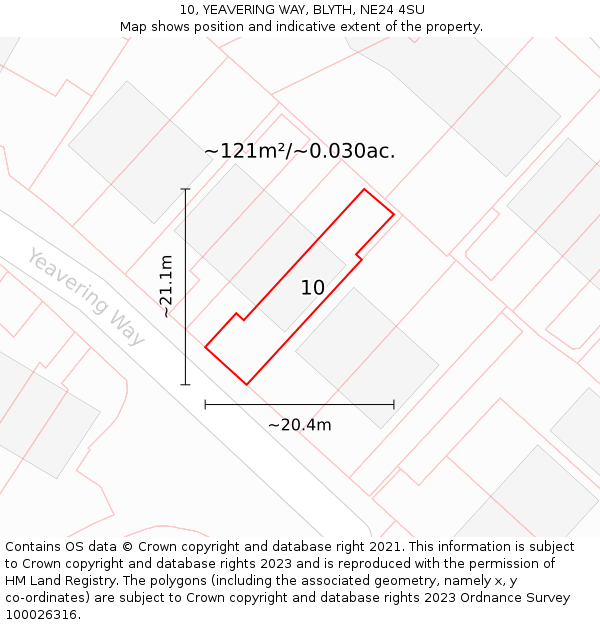 10, YEAVERING WAY, BLYTH, NE24 4SU: Plot and title map
