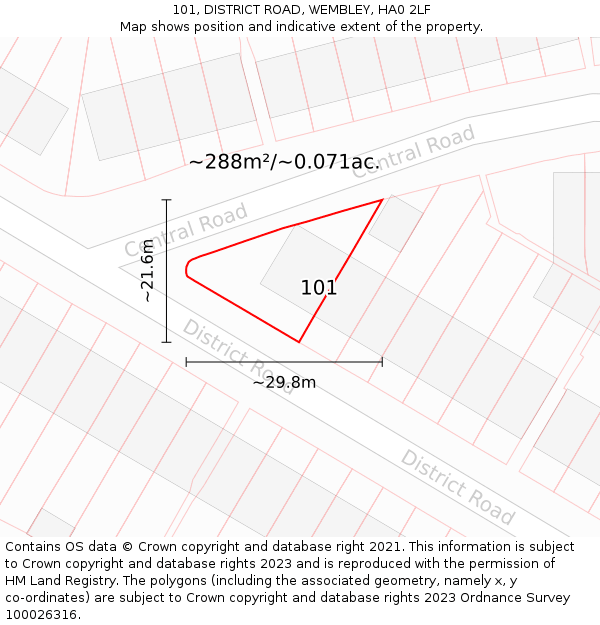 101, DISTRICT ROAD, WEMBLEY, HA0 2LF: Plot and title map