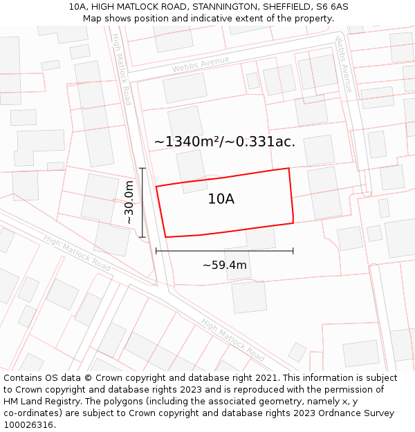 10A, HIGH MATLOCK ROAD, STANNINGTON, SHEFFIELD, S6 6AS: Plot and title map