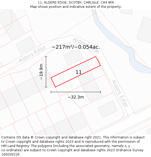 11, ALDERS EDGE, SCOTBY, CARLISLE, CA4 8FA: Plot and title map