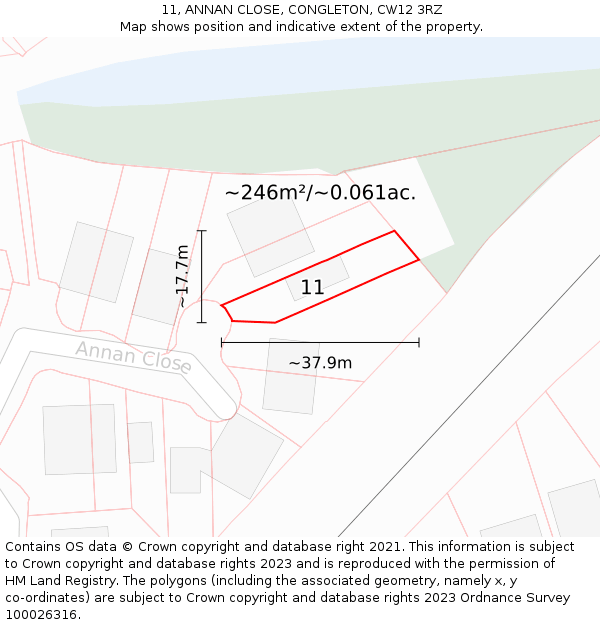 11, ANNAN CLOSE, CONGLETON, CW12 3RZ: Plot and title map