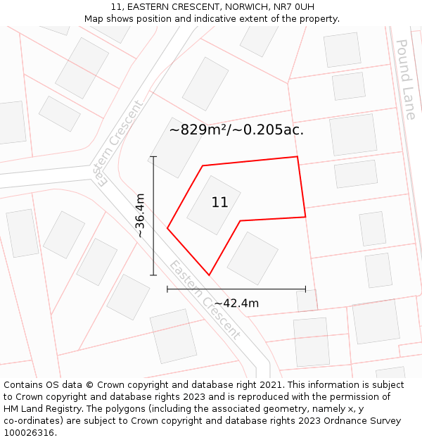 11, EASTERN CRESCENT, NORWICH, NR7 0UH: Plot and title map