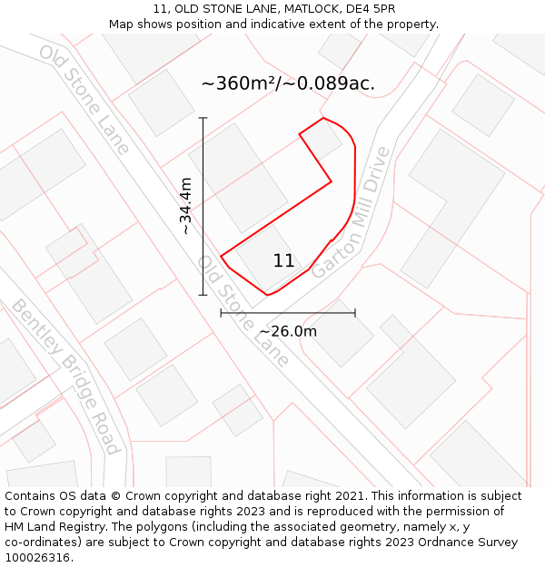 11, OLD STONE LANE, MATLOCK, DE4 5PR: Plot and title map